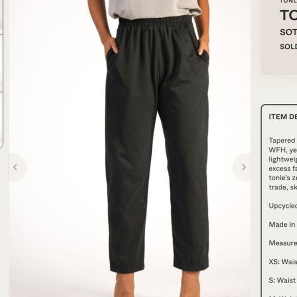 NWT Tonle Jersey Knit Trouser Pants in Black - Picture 3 of 3